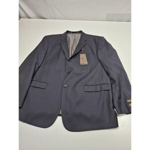 Prontomoda Suit Jacket Mens 50R Navy Super 140s Merino Wool Oxford 2 Button NWT